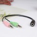 2 In 1 Mobile Phone Computer Headset Adapter Cable Microphone Adapter Cable Male And Female 3.5mm Audio Cable Black