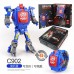 Cartoon Watch Toy Deformation Robot Electronic with Project Children`s Toys Red (no projection can be deformed)