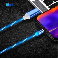 Data Line LED Magnetic Micro USB Cable Android Type-C IOS Fast Charging Cable for Mobile Phone blue_Android interface