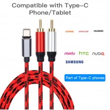 USB C RCA Audio Cable Type-C to 2 RCA Cable for Phone Home PC Computer 1 meter