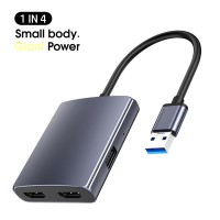 Usb 3.0 To Dual Hdmi-compatible Adapter 4-in-1 Audio Converter Usb Hub 3.5mm Audio