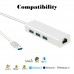 3 Ports USB 3.0 Gigabit Ethernet Lan RJ45 Network Adapter Hub to 1000Mbps Mac PC Silver