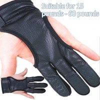 Professional Bow Shoots Leather 3-Fingered Gloves Protective Hand Guard L