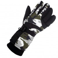 Men Waterproof Breathable Thickening Warm Outdoor Sports Gloves for Skiing Riding Gray camouflage - touch screen_L