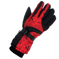 Men Waterproof Breathable Thickening Warm Outdoor Sports Gloves for Skiing Riding Red geometry_L
