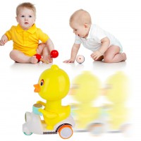 Kids Chain Up Cartoon Inertia Motor Tricycle Pressing Small Yellow Duck Toy
