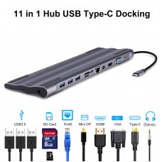 11-in-1 Type-c Docking Station Usb-c To Network Port Computer Hub Adapter Grey