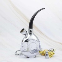 HD811 Mini Portable Smoking Pot Delicate Long Filter Pipe for Cigarette Father Husband Gift  Silver_HD-811
