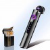 Mini Cigarette Lighter Cylindrical Shape USB Charging Touch Sensor Windproof Flamless Travel Electronic Lighter  Silver