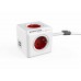 16A EU Plug Square Cube Powersocket Power Socket 4 Hole Conversion Socket basic 1.5 m extension cord_Red