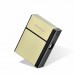 Metal Cigarette Case with Detachable Electronic Lighter USB Charging 20-cigarette Holder Travel Storage Box silver