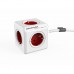 16A EU Plug Square Cube Powersocket Power Socket 4 Hole Conversion Socket basic 3meter extension cord_Red