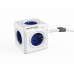 16A EU Plug Square Cube Powersocket Power Socket 4 Hole Conversion Socket basic 3meter extension cord_Blue
