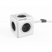 16A EU Plug Square Cube Powersocket Power Socket 4 Hole Conversion Socket basic 3meter extension cord_Gray