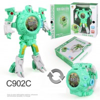 Cartoon Watch Toy Deformation Robot Electronic with Project Children`s Toys Green belt projection