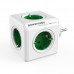 16A EU Plug Square Cube Powersocket Power Socket 4 Hole Conversion Socket USB section 3meter extension cord_Green