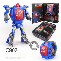 Cartoon Watch Toy Deformation Robot Electronic with Project Children`s Toys Blue (no projection can be deformed)