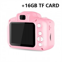 Children Mini Digital Camera Kids Educational Toys with 16GB Memory Card as Children Baby Gift Pink
