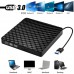 Portable Optical  Drive External Usb 3.0 Dvd Rw Cd Burner Reader Player Tray Compatible For Pc Laptop Black