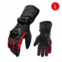 Unisex Windproof Waterproof Motorcycle Racing Winter Bicycle Cycling Gloves  Red_L