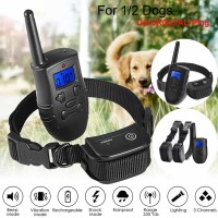 Dog Training Collar Rechargeable Waterproof Remote Dog Shock Collar with Beep 1 in 2 EU plug