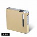 Aluminum Metal Automatic Cigarette Case Box with USB Rechargeable Windproof Lighters Can Hold 20 Cigarettes Red brushed