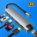 USB C Hub Adapter 7-in-1 USB C to USB 3.0 Hdmi Dock for Macbook Pro Gray