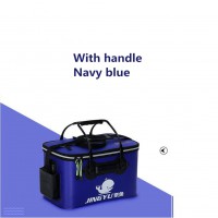 EVA Fish Bucket Fishing Box Folding Bucket with Handle Skylight Navy blue_40*24*24cm