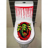 Halloween Gruesome Bathroom Toilet Seat Lid and Cistern Sticker Closestool Cover Party Decoration Head of man