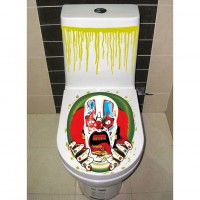 Halloween Gruesome Bathroom Toilet Seat Lid and Cistern Sticker Closestool Cover Party Decoration Clown