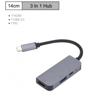 3 in 1 USB 3.1 To Type-C  To HDMI HUB DP Docking Station gray
