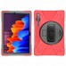 For Samsung Tab S7 T870 /Tab S7 Plus T970/T975 Protective Cover with Pen Slot Anti-fall Belt Holder + Wristband + Straps red_Samsung Tab S7 Plus T970/T975