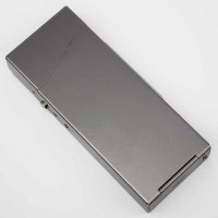 DH-9002 Women Cigarette Lighter Thin Lighter Case Metal Slim Cigaret Box Electronic Lighters Smoking Accessories USB Charge gray_Lite
