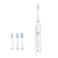 IPX7 Waterproof Liquid Crystal Induction Wireless Charging Electric Toothbrush with Acoustic Wave Vibration white