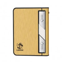 Portable 10pcs Push Cigarette Holder Cigarette Case With USB Charging Electronic Lighter gift Gold