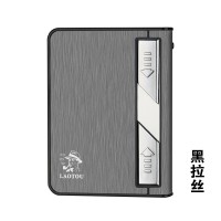 Portable 10pcs Push Cigarette Holder Cigarette Case With USB Charging Electronic Lighter gift black